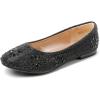 DREAM PAIRS Girls Dress Shoes Slip-on Rhinestone Glitter Ballet Flats for Wedding, Party, Birthday, Prom, Little Kid/Big Kid(Nina-100-black Glitter)