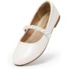 DREAM PAIRS Girls Mary Jane Dress Shoes Ballerina Flats for Wedding, Party (Toddler/Little Kid/Big Kid)(Ivory)