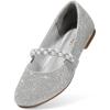 DREAM PAIRS Girls Mary Jane Dress Shoes Ballerina Flats for Wedding, Party (Toddler/Little Kid/Big Kid)(Silver/Glitter)