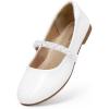 DREAM PAIRS Girls Mary Jane Dress Shoes Ballerina Flats for Wedding, Party (Toddler/Little Kid/Big Kid)(White/Pat)