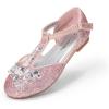 DREAM PAIRS Girls Mary Jane Dress Shoes Pearl T-Strap Party Flower Wedding Princess Flats for Toddler Little Big Kid(Pink)