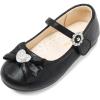 DREAM PAIRS Girls Mary Jane Dress Shoes for Toddler Heart Rhinestone Front Bow Ballerina Flat (Toddler/Little Kid)(Black)