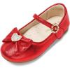 DREAM PAIRS Girls Mary Jane Dress Shoes for Toddler Heart Rhinestone Front Bow Ballerina Flat (Toddler/Little Kid)(Red)