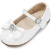 DREAM PAIRS Girls Mary Jane Dress Shoes for Toddler Heart Rhinestone Front Bow Ballerina Flat (Toddler/Little Kid)(White/Pat)