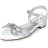 DREAM PAIRS Girls Sandals Closed Toe Dress Low Heels Pointed Toe Pump Flower Shoes for Little Big Kids Wedding Princess Party(White)
