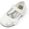 DREAM PAIRS Toddler Girls Dress Shoes Mary Jane Flats, Girls School Uniform Flats Bow Ballerina Shoes(White/Pat)