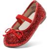 DREAM PAIRS Toddler Girls Dress Shoes Party Wedding Flower Girl Ballet Flats(Red)