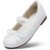 DREAM PAIRS Toddler Girls Dress Shoes Party Wedding Flower Girl Ballet Flats(White/Pu)