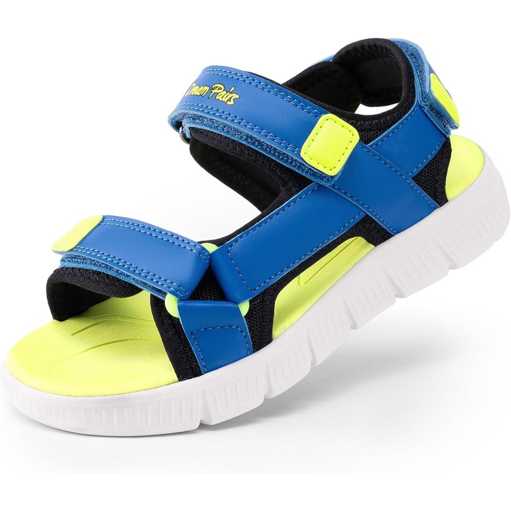 imageDREAM PAIRS Boys Girls Sandals Kids Athletic Summer Water Open Toe Shoes for LittleBig KidBlueNeon Green