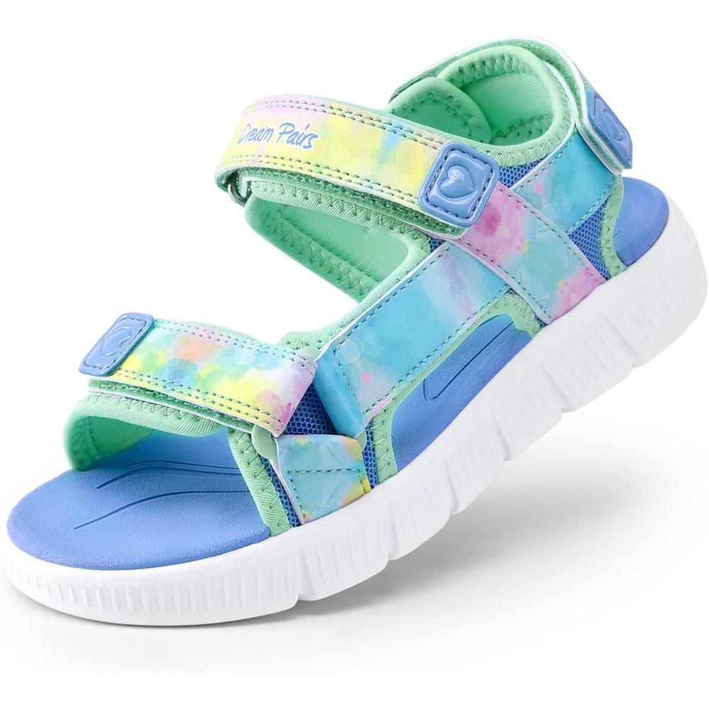 imageDREAM PAIRS Boys Girls Sandals Kids Athletic Summer Water Open Toe Shoes for LittleBig KidRainbowBlue