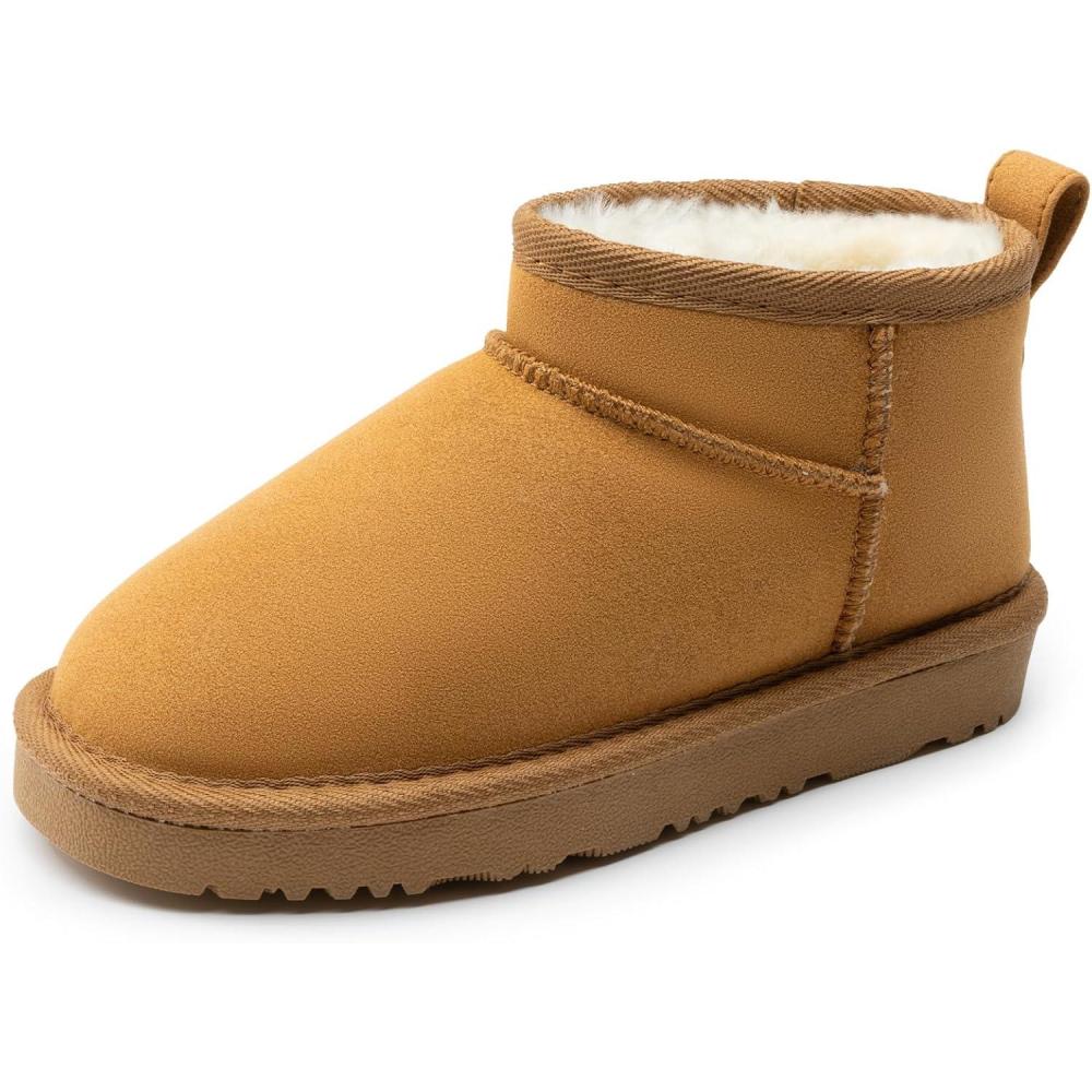 imageDREAM PAIRS Girls Boys Boots Kids Winter Ankle Faux Fur Lined Warm Snow Shoes Kid Short Boots for Little KidBig KidCamel