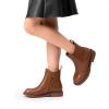 DREAM PAIRS Girls Ankle Boots with Side Zipper Chelsea Booties Low Heels Girl Fashion Shoes for Toddler/Little Kid/Big Kid(Tan)