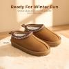 DREAM PAIRS Girls Boys Slippers Kids House Fuzzy Platform Indoor Outdoor Kid’s Slip on Slipper for Little Kid Big Kid(Camel)