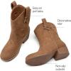 DREAM PAIRS Girls Cowgirl Boots Cowboy Boots with Low Heel Western Embroidered Fashion Mid Calf Shoes for Toddler/Little Kid/Big Kid(Camel)