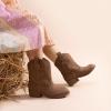 DREAM PAIRS Girls Cowgirl Boots Cowboy Boots with Low Heel Western Embroidered Fashion Mid Calf Shoes for Toddler/Little Kid/Big Kid(Camel)