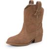 DREAM PAIRS Girls Cowgirl Boots Cowboy Boots with Low Heel Western Embroidered Fashion Mid Calf Shoes for Toddler/Little Kid/Big Kid(Camel)