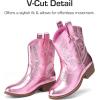 DREAM PAIRS Girls Cowgirl Boots Cowboy Boots with Low Heel Western Embroidered Fashion Mid Calf Shoes for Toddler/Little Kid/Big Kid(Pink)