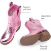 DREAM PAIRS Girls Cowgirl Boots Cowboy Boots with Low Heel Western Embroidered Fashion Mid Calf Shoes for Toddler/Little Kid/Big Kid(Pink)