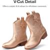 DREAM PAIRS Girls Cowgirl Boots Cowboy Boots with Low Heel Western Embroidered Fashion Mid Calf Shoes for Toddler/Little Kid/Big Kid(Rose Gold)