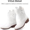DREAM PAIRS Girls Cowgirl Boots Cowboy Boots with Low Heel Western Embroidered Fashion Mid Calf Shoes for Toddler/Little Kid/Big Kid(White)