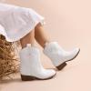 DREAM PAIRS Girls Cowgirl Boots Cowboy Boots with Low Heel Western Embroidered Fashion Mid Calf Shoes for Toddler/Little Kid/Big Kid(White)