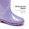 DREAM PAIRS Kids Rain Boots Glitter Boys Girls with Easy-on Handles Sparkly Waterproof Boots Outdoor Playing Rain Boots Unisex-Child(Purple)
