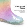DREAM PAIRS Kids Rain Boots Glitter Boys Girls with Easy-on Handles Sparkly Waterproof Boots Outdoor Playing Rain Boots Unisex-Child(Rainbow)