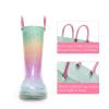 DREAM PAIRS Kids Rain Boots Glitter Boys Girls with Easy-on Handles Sparkly Waterproof Boots Outdoor Playing Rain Boots Unisex-Child(Rainbow)