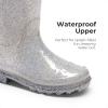 DREAM PAIRS Kids Rain Boots Glitter Boys Girls with Easy-on Handles Sparkly Waterproof Boots Outdoor Playing Rain Boots Unisex-Child(Silver)