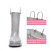 DREAM PAIRS Kids Rain Boots Glitter Boys Girls with Easy-on Handles Sparkly Waterproof Boots Outdoor Playing Rain Boots Unisex-Child(Silver)