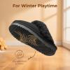 DREAM PAIRS Kids Slippers Girls Boys House Fuzzy Indoor Outdoor Warm Slip on Slipper for Little Kid Big Kid(Black)