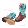 DREAM PAIRS Toddler Cowboy Boots Cowgirl Boots for Girls Square Toe Mid Calf Boys Western Fashion Riding Shoes for Toddler/Little Kid/Big Kid(Blue)