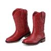 DREAM PAIRS Toddler Cowboy Boots Cowgirl Boots for Girls Square Toe Mid Calf Boys Western Fashion Riding Shoes for Toddler/Little Kid/Big Kid(Red)