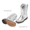 DREAM PAIRS Toddler Cowboy Boots Cowgirl Boots for Girls Square Toe Mid Calf Boys Western Fashion Riding Shoes for Toddler/Little Kid/Big Kid(Silver)