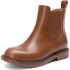 DREAM PAIRS Girls Ankle Boots with Side Zipper Chelsea Booties Low Heels Girl Fashion Shoes for Toddler/Little Kid/Big Kid(Tan)