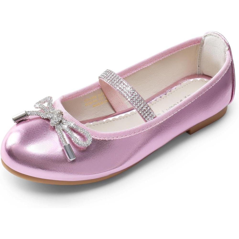 imageDREAM PAIRS Girls Dress Shoes Slipon Flower Girl Ballet Flats for Party Wedding Performance Prom GraduationPink