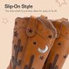 DREAM PAIRS Girls Cowboy Boots Cowgirl Mid Calf Western Boots with Low Heel Square Toe for Little Kid/Big Kid(Brown)