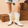 DREAM PAIRS Girls Cowboy Boots Cowgirl Mid Calf Western Boots with Low Heel Square Toe for Little Kid/Big Kid(White)
