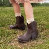 DREAM PAIRS Girls Cowgirl Cowboy Ankle Western Boots Side Zipper Riding Shoes with Tassel Little Kid/Big Kid(Brown)
