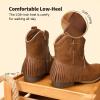 DREAM PAIRS Girls Cowgirl Cowboy Ankle Western Boots Side Zipper Riding Shoes with Tassel Little Kid/Big Kid(Camel)
