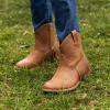 DREAM PAIRS Girls Cowgirl Cowboy Ankle Western Boots Side Zipper Riding Shoes with Tassel Little Kid/Big Kid(Camel)