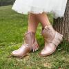 DREAM PAIRS Girls Cowgirl Cowboy Ankle Western Boots Side Zipper Riding Shoes with Tassel Little Kid/Big Kid(Rose Gold)