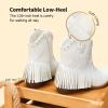 DREAM PAIRS Girls Cowgirl Cowboy Ankle Western Boots Side Zipper Riding Shoes with Tassel Little Kid/Big Kid(White)