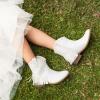 DREAM PAIRS Girls Cowgirl Cowboy Ankle Western Boots Side Zipper Riding Shoes with Tassel Little Kid/Big Kid(White)