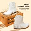 DREAM PAIRS Girls Cowgirl Cowboy Ankle Western Boots Side Zipper Riding Shoes with Tassel Little Kid/Big Kid(White)