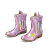 DREAM PAIRS Girls Cowgirl Cowboy Western Mid Calf Tassel Boots(Purple)