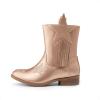 DREAM PAIRS Girls Cowgirl Cowboy Western Mid Calf Tassel Boots(Rose Gold)