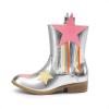 DREAM PAIRS Girls Cowgirl Cowboy Western Mid Calf Tassel Boots(Silver)