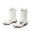 DREAM PAIRS Girls Cowgirl Cowboy Western Mid Calf Tassel Boots(White)