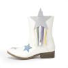 DREAM PAIRS Girls Cowgirl Cowboy Western Mid Calf Tassel Boots(White-pu)